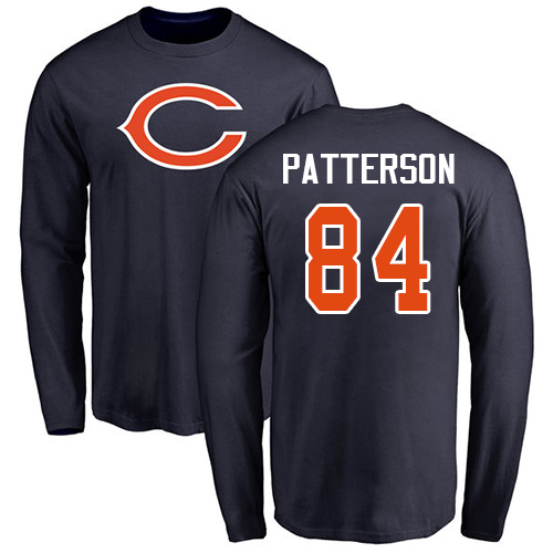Chicago Bears Men Navy Blue Cordarrelle Patterson Name and Number Logo NFL Football #84 Long Sleeve T Shirt->chicago bears->NFL Jersey